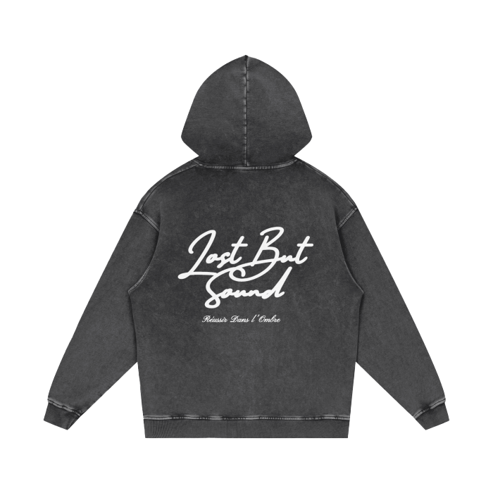 The Acid Wash Dark Grey Boxy Hoodie